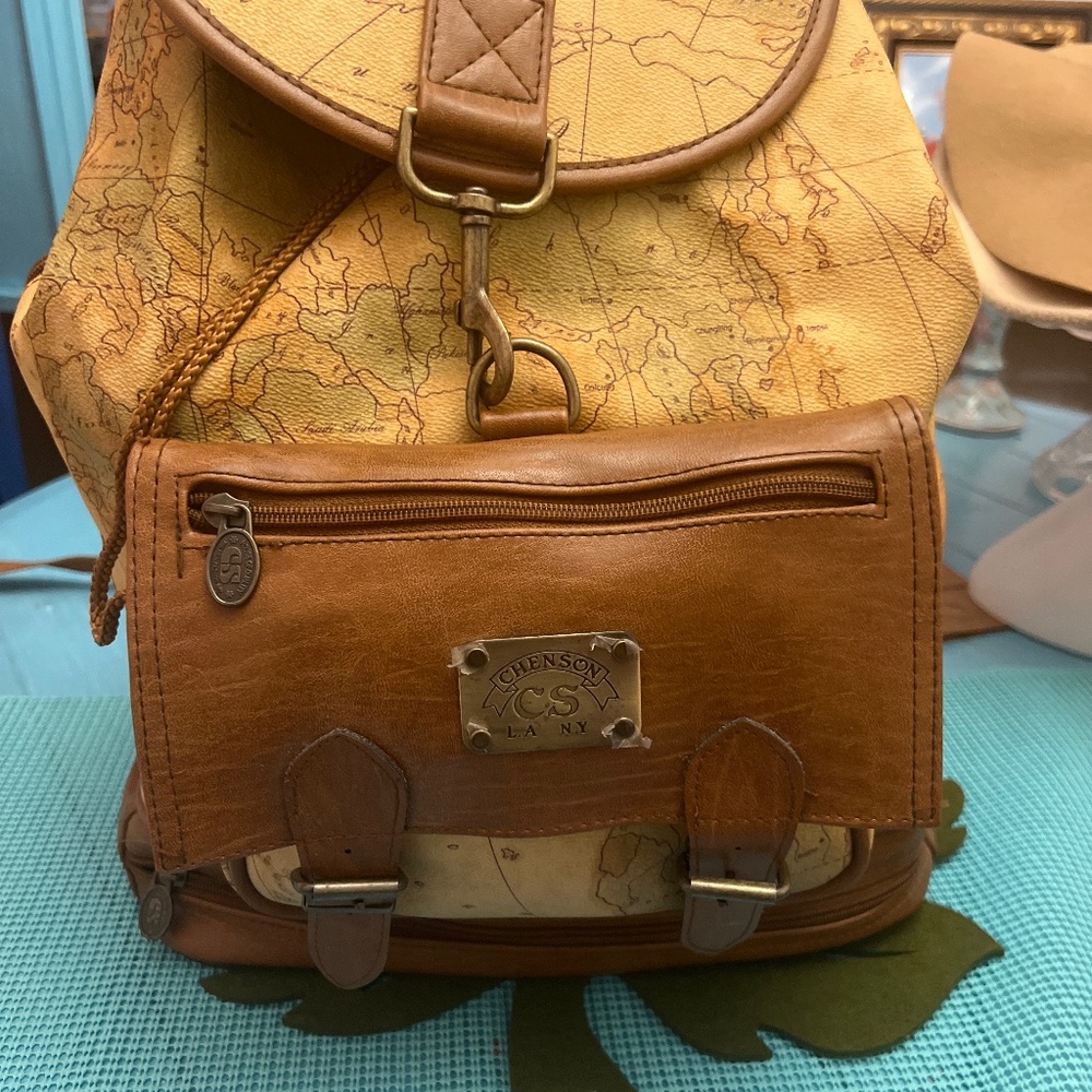 Chenson Leather Map Backpack